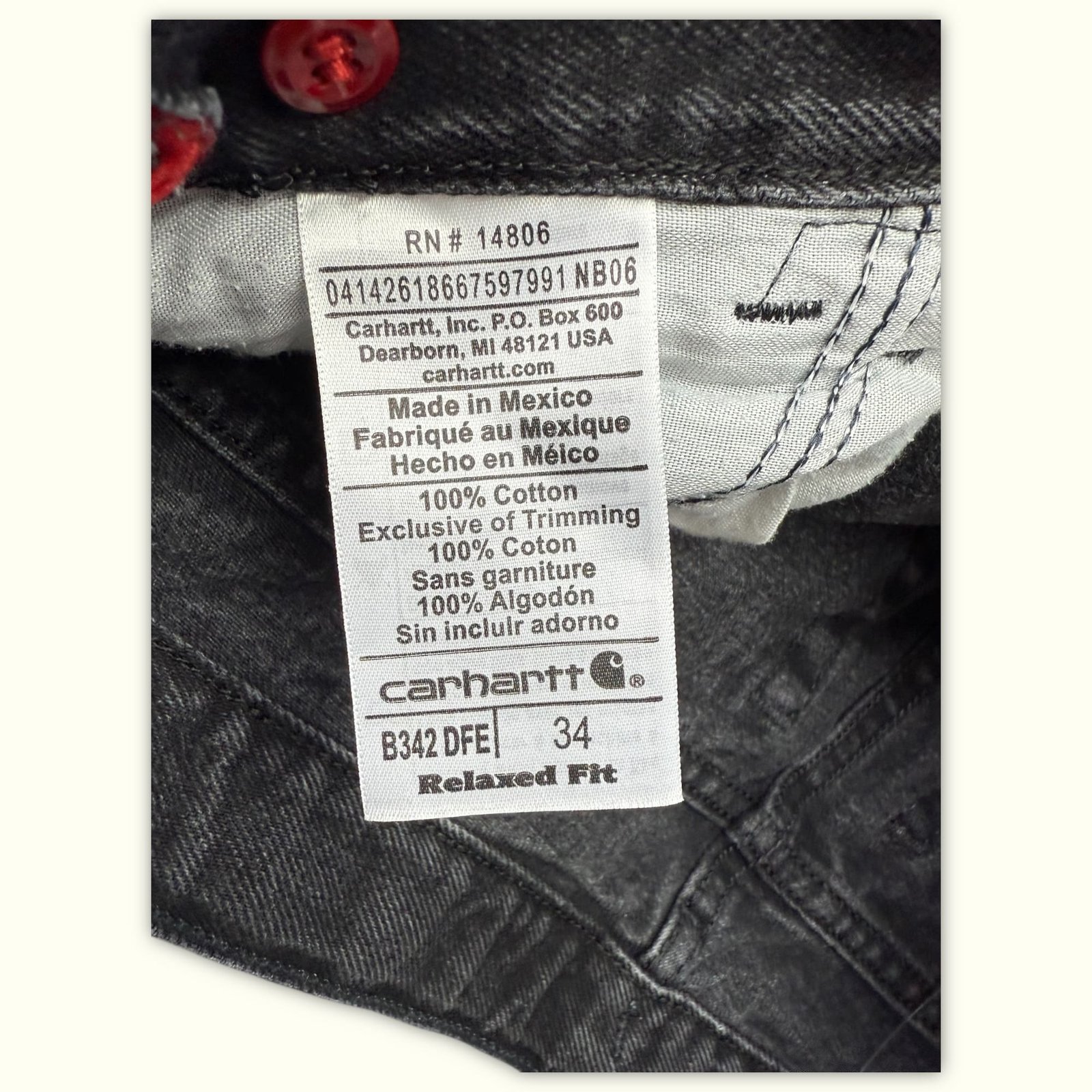 Carhartt Vaqueros Suelto Hombre 2000s Ropa de trabajo – W34