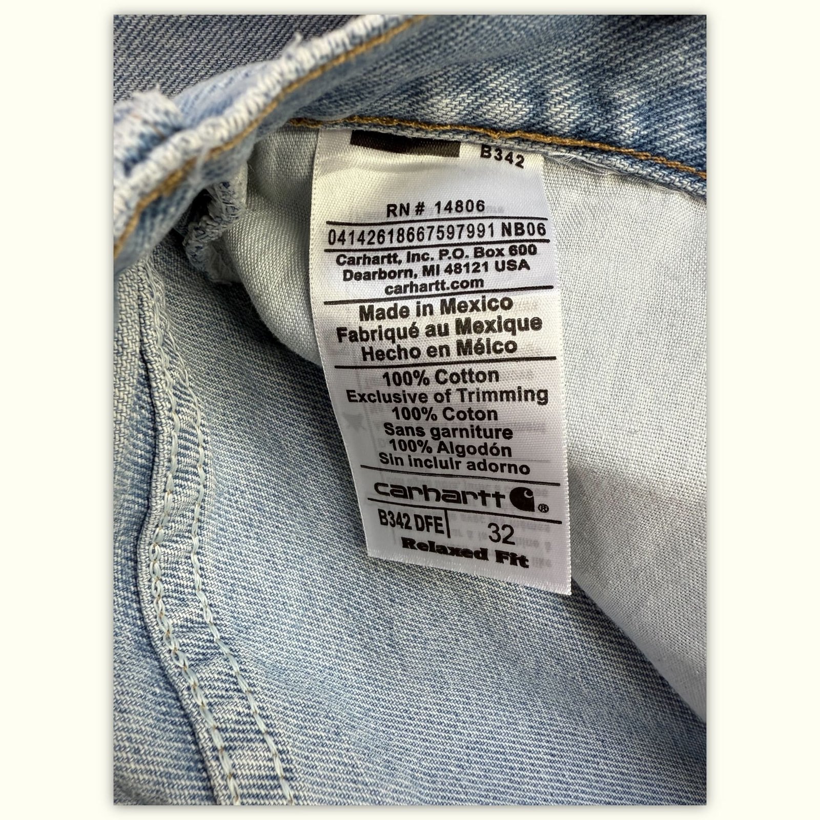 Carhartt Jean Relaxed Homme 2000s Workwear – W32