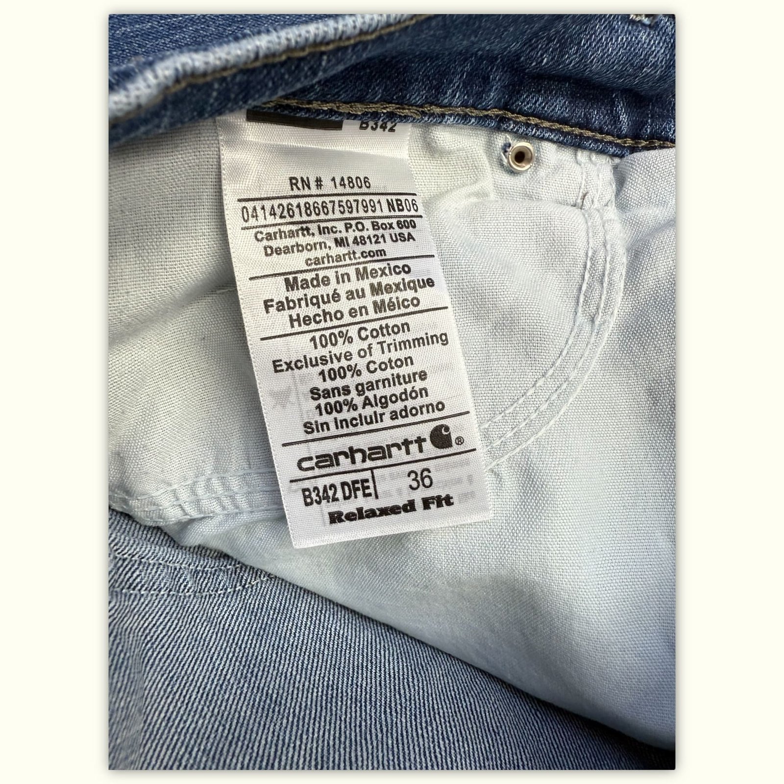 Carhartt Jean Relaxed Homme 2010s Workwear – W36