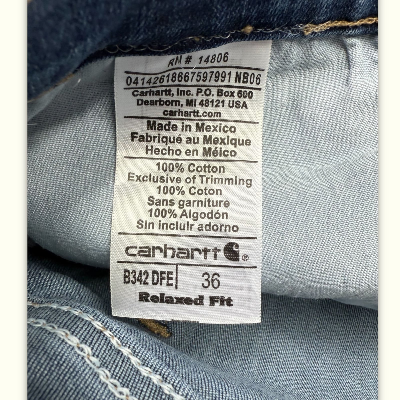 Carhartt Jean Relaxed Homme Workwear – W36