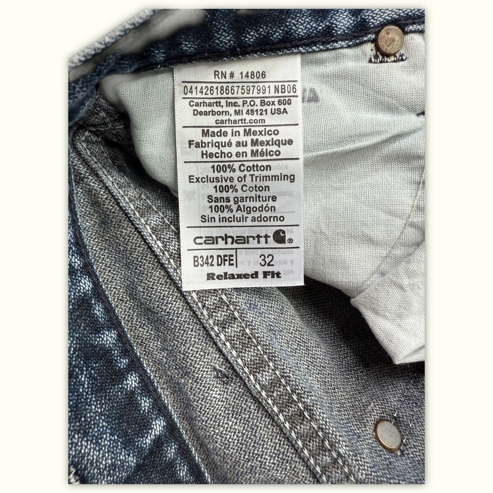 Carhartt Jean Relaxed Homme 2000s Workwear – W32