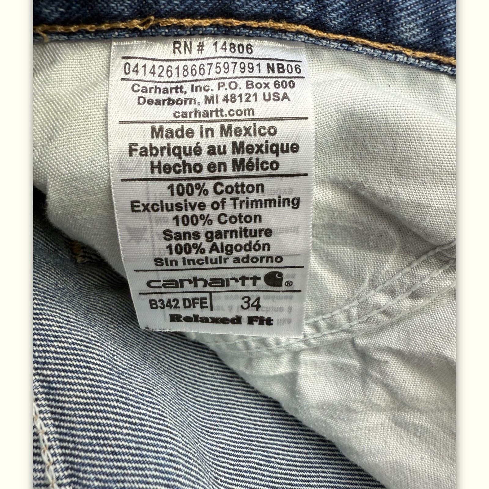 Carhartt Jean Relaxed Homme 2010s Workwear – W34