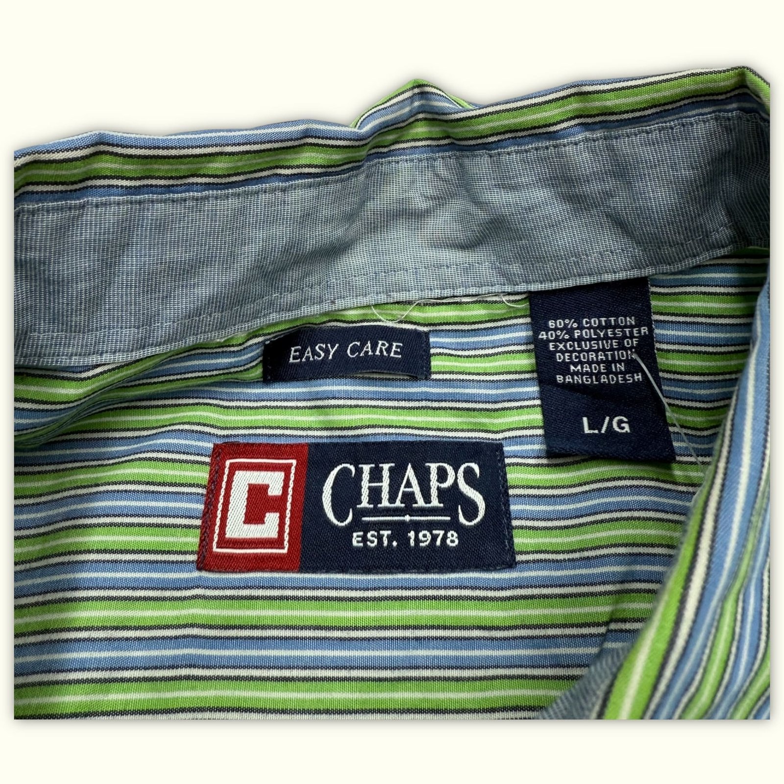 Chaps Chemise Regular Homme 2000s Preppy – L