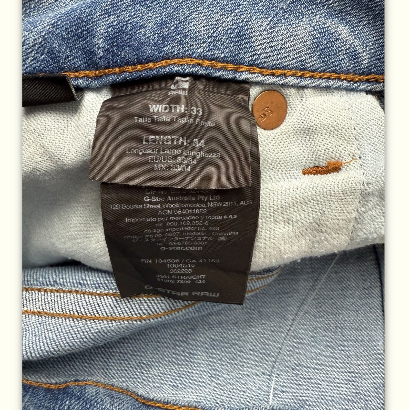 G-Star Raw Jean Regular Homme Workwear – W33