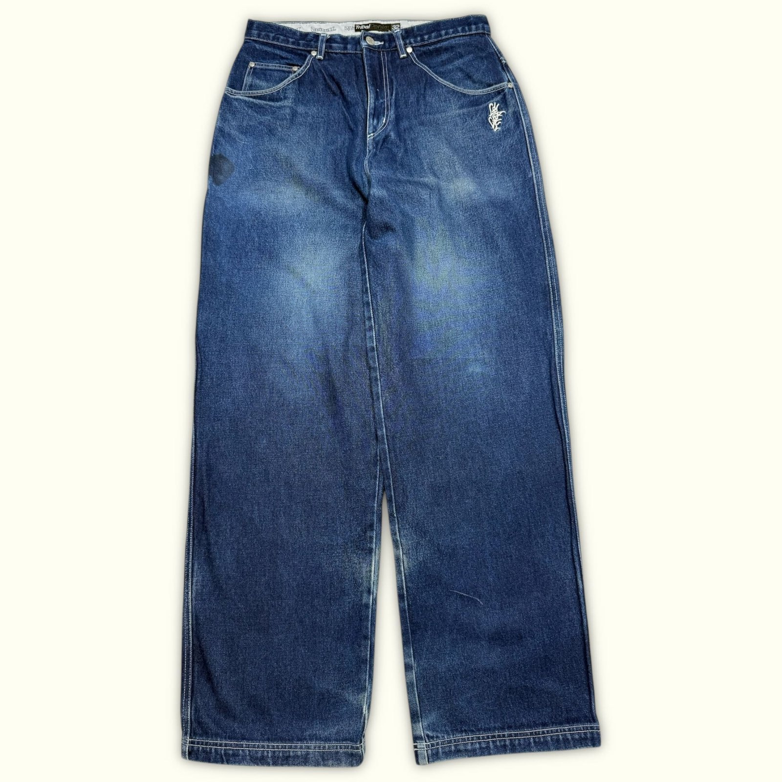 Tribal Denim Jean Baggy Homme 2000s Y2K – W32