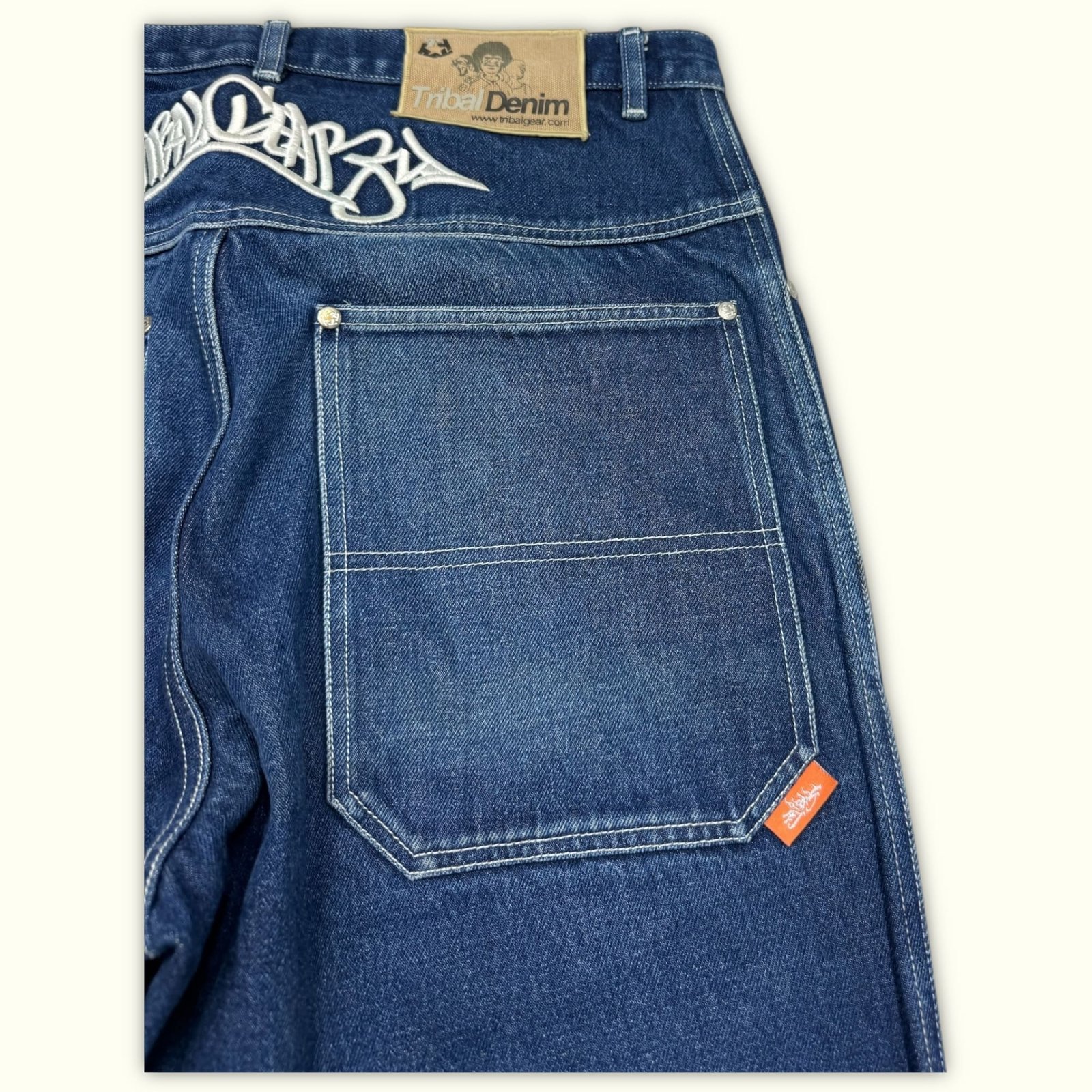 Tribal Denim Jean Baggy Homme 2000s Y2K – W32