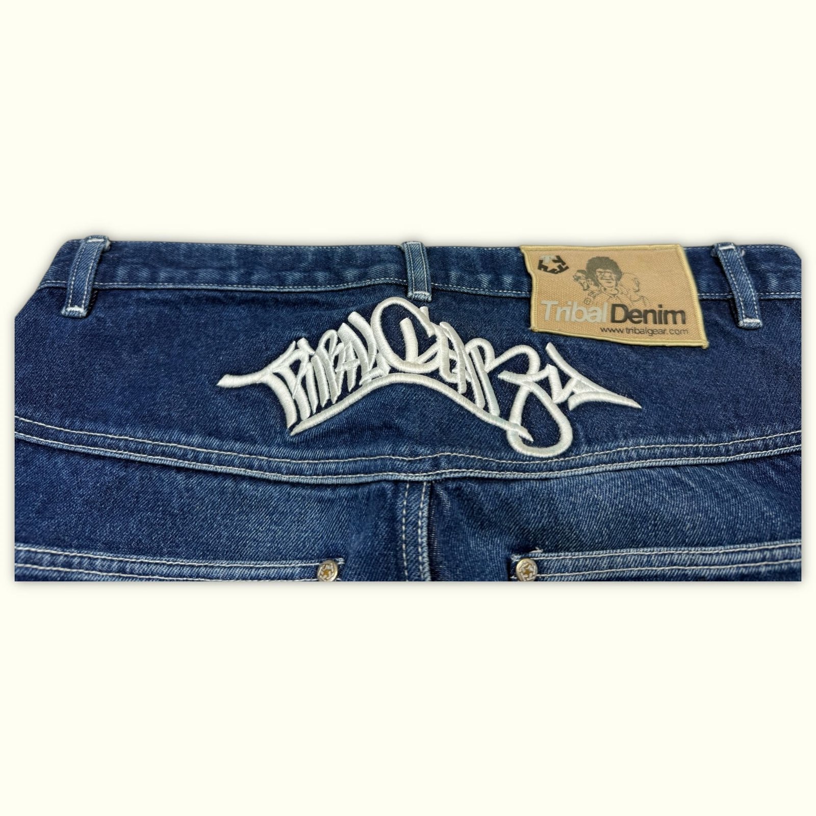 Tribal Denim Jean Baggy Homme 2000s Y2K – W32
