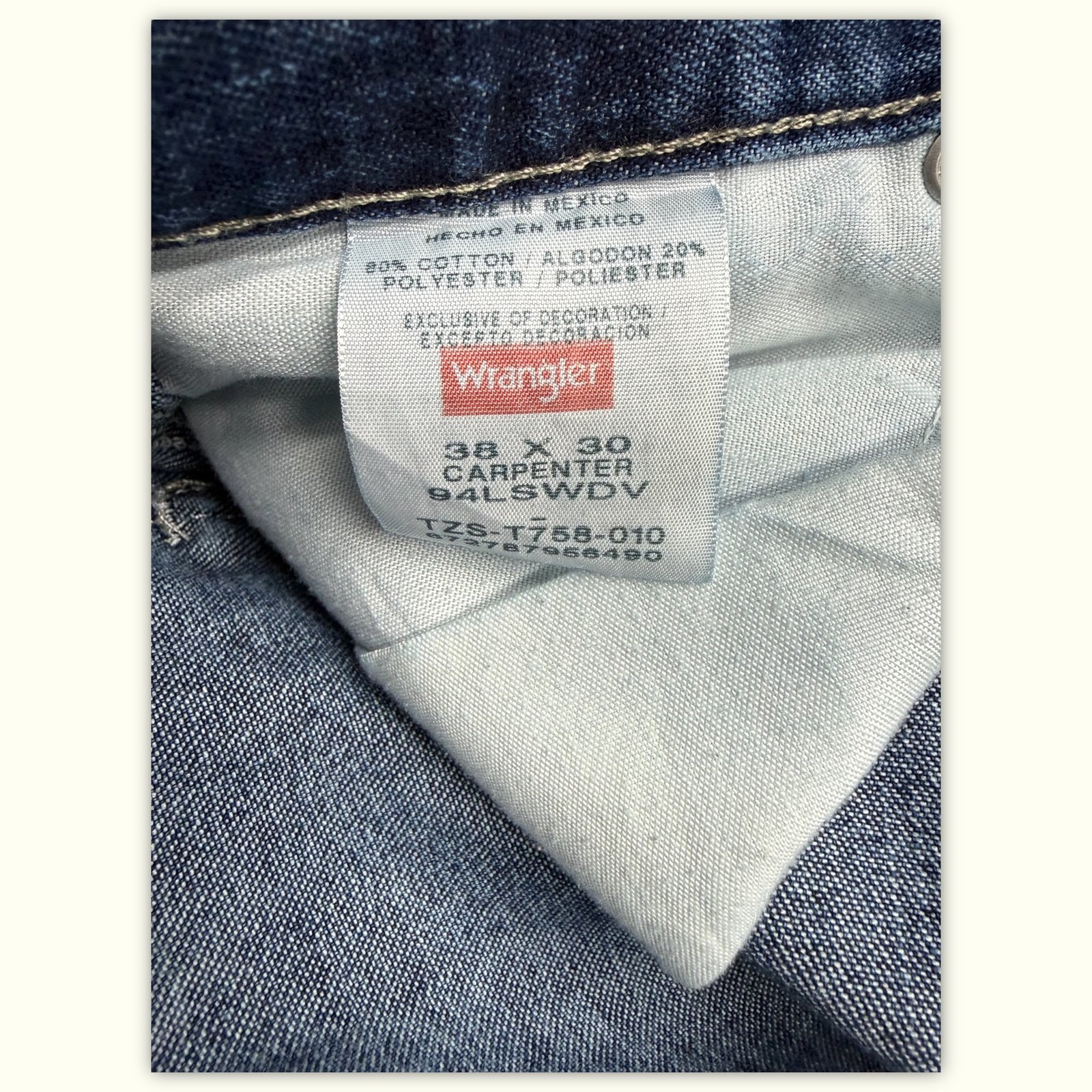 Wrangler Jean Large Homme 2000s Workwear – W38