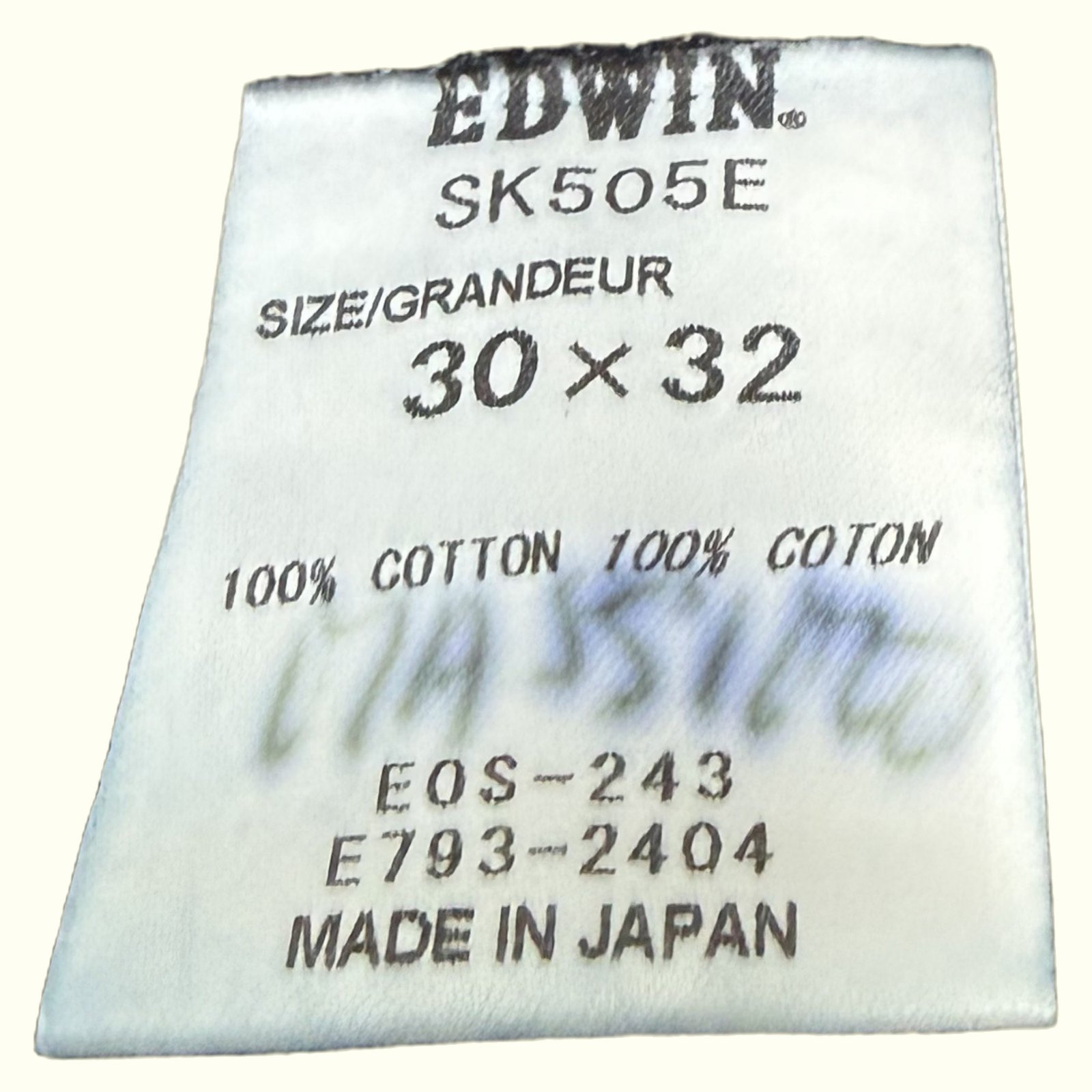 Edwin Jean Regular Homme 2000s Streetwear japonais – W30