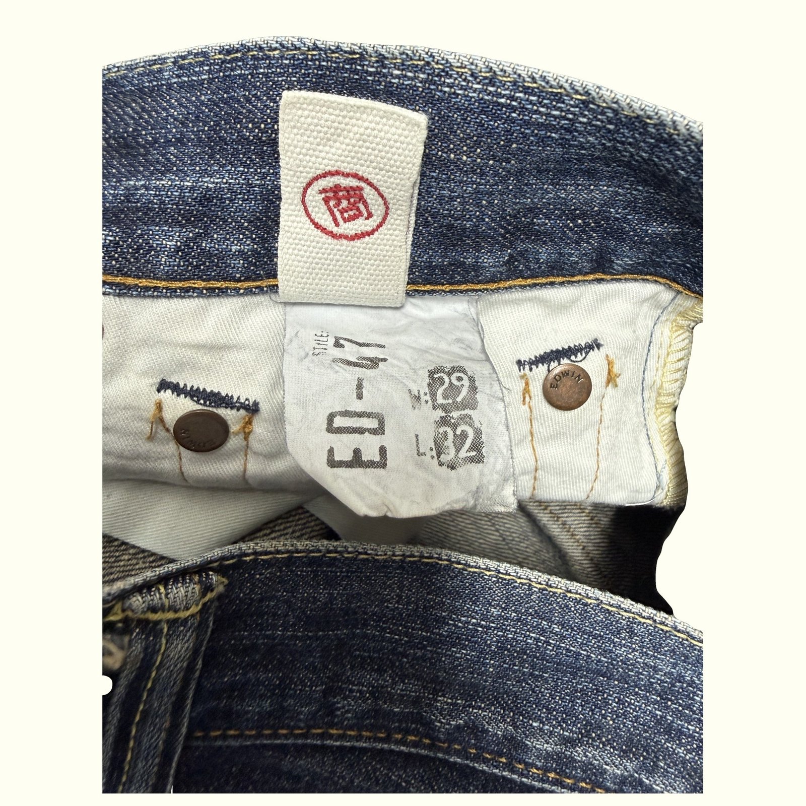 Edwin Jean Regular Homme 2000s Streetwear japonais – W29