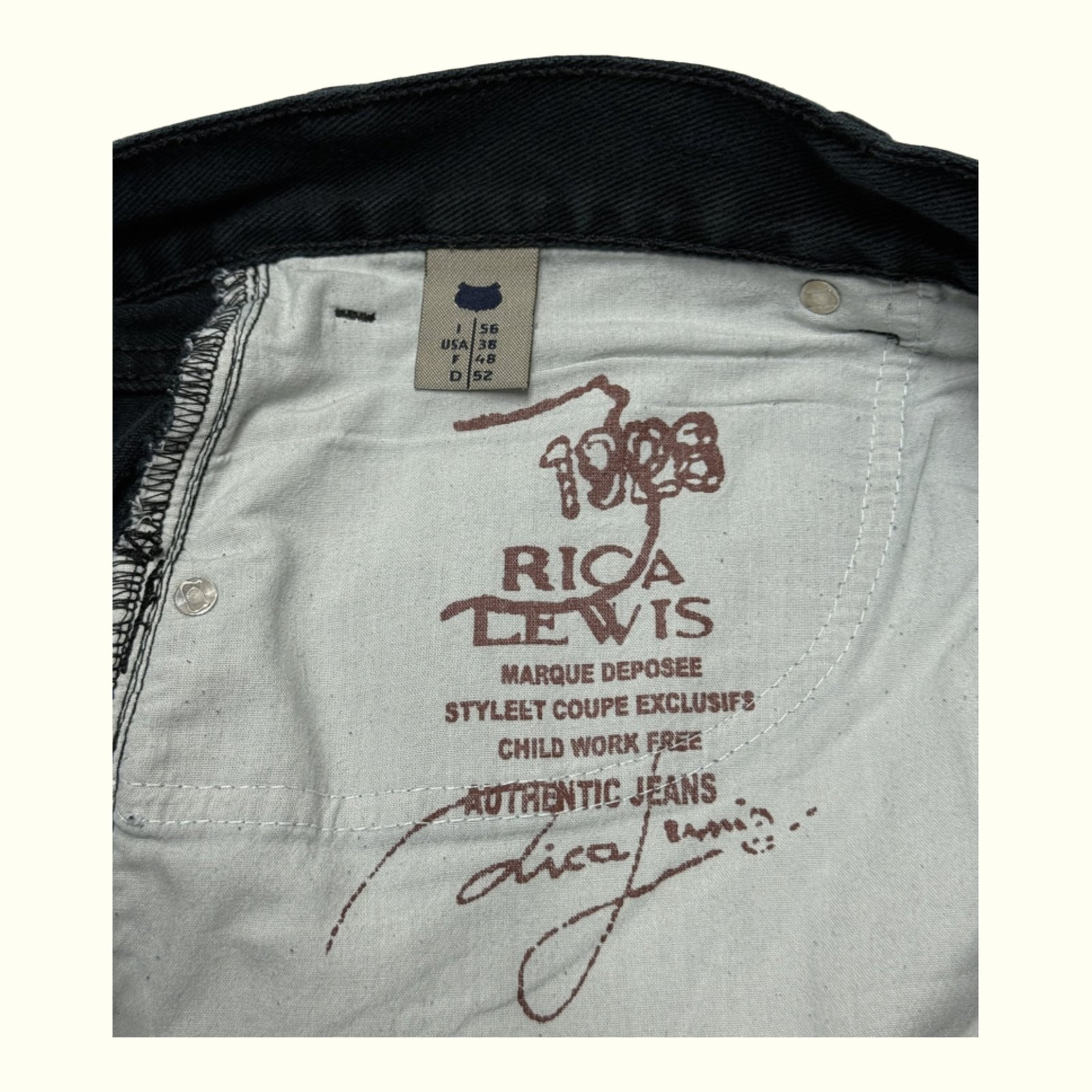 Rica Lewis Jean Regular Homme 1990s Vintage – W38