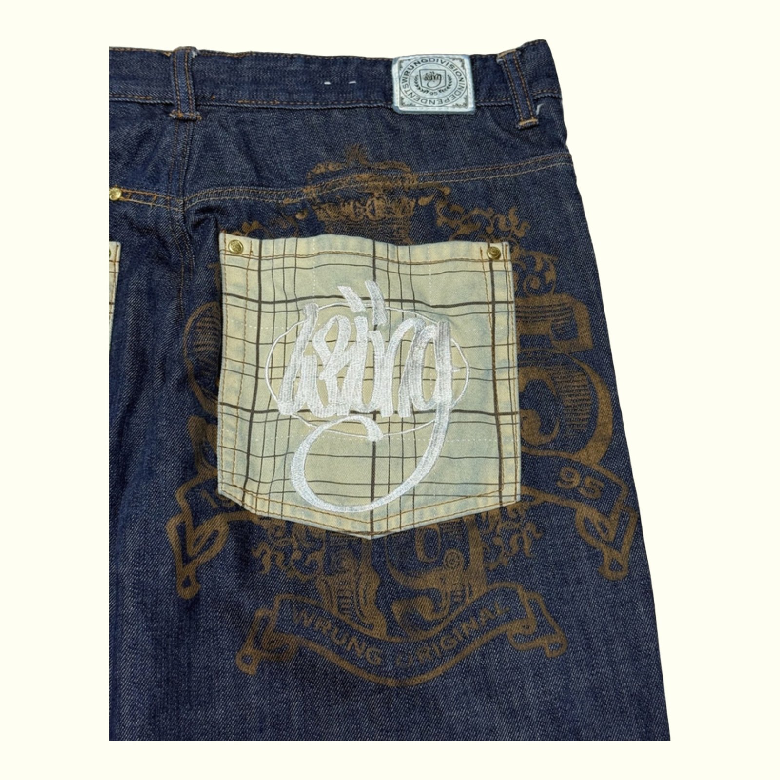 Wrung Division Jean Large Homme 2000s Streetwear – W38