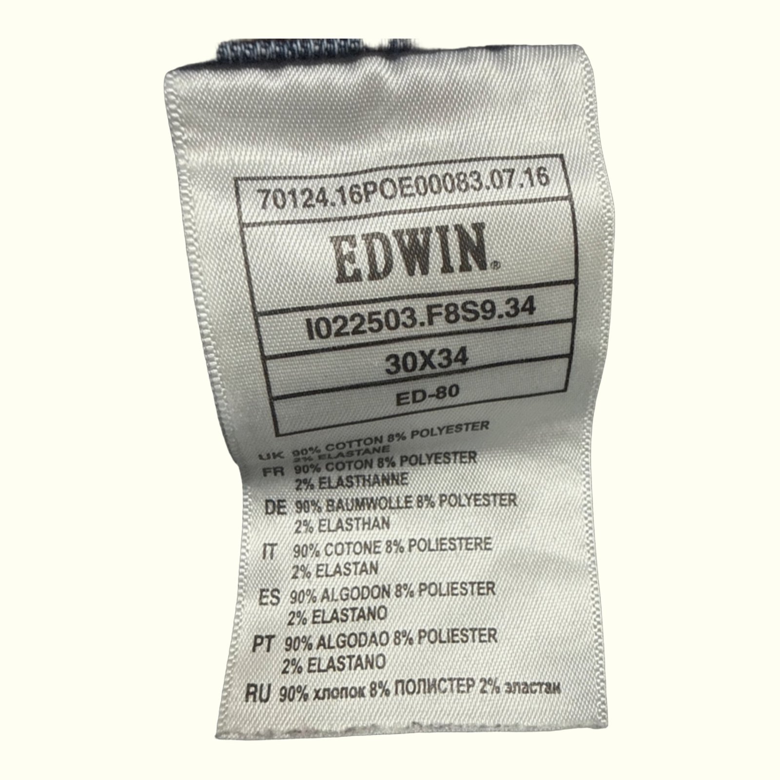 Edwin ED-80 selvedge Vaqueros Slim Hombre Streetwear japonés – W30