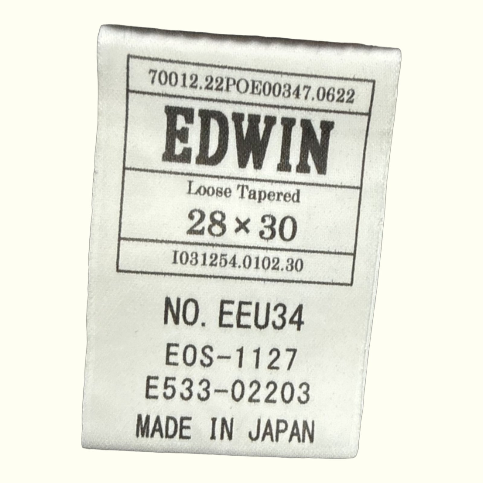 Edwin loose tapered Jean Relaxed Homme Streetwear japonais – W28