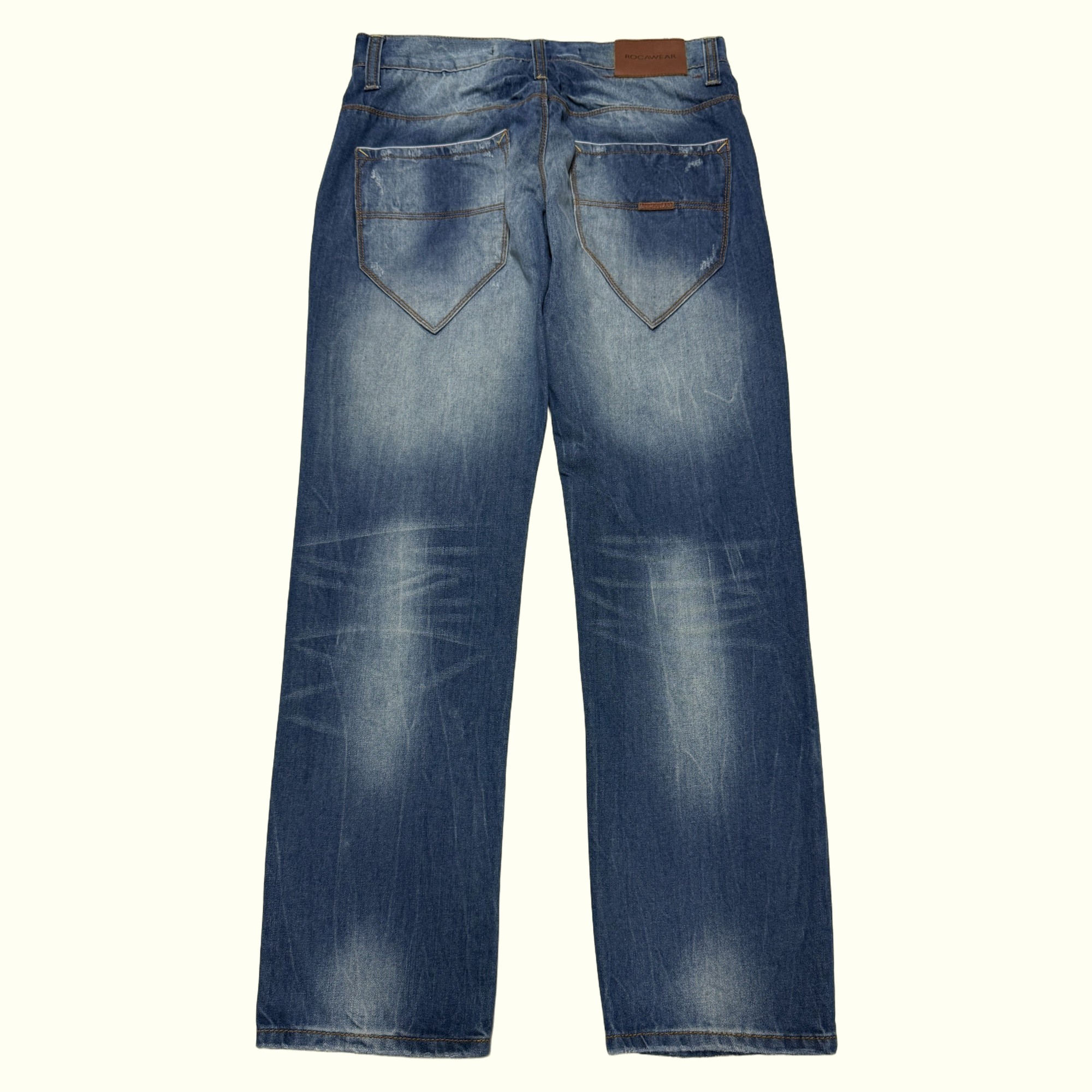 Jean baggy vintage Rocawear Y2K bleu, coupe ample